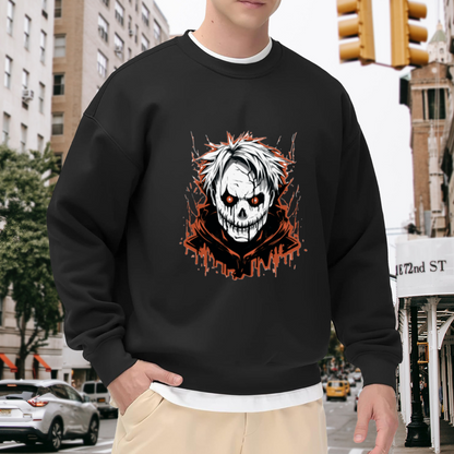 Scary Skull Anime Horror Style Crewneck Sweatshirt