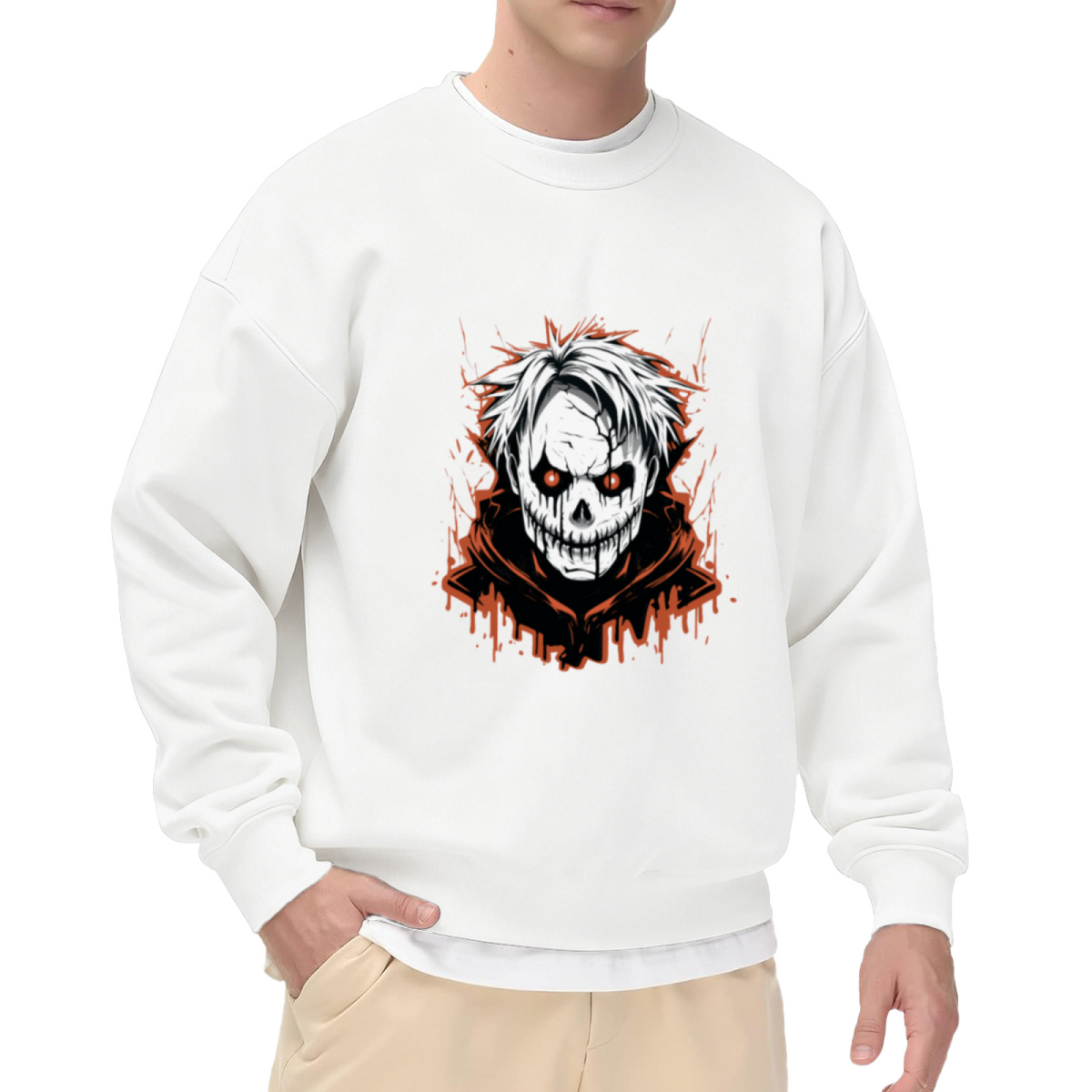 Scary Skull Anime Horror Style Crewneck Sweatshirt
