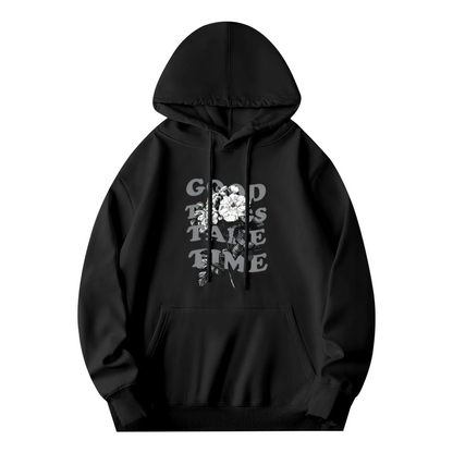 Vintage Rose Art Good Things Take Time Hoodie
