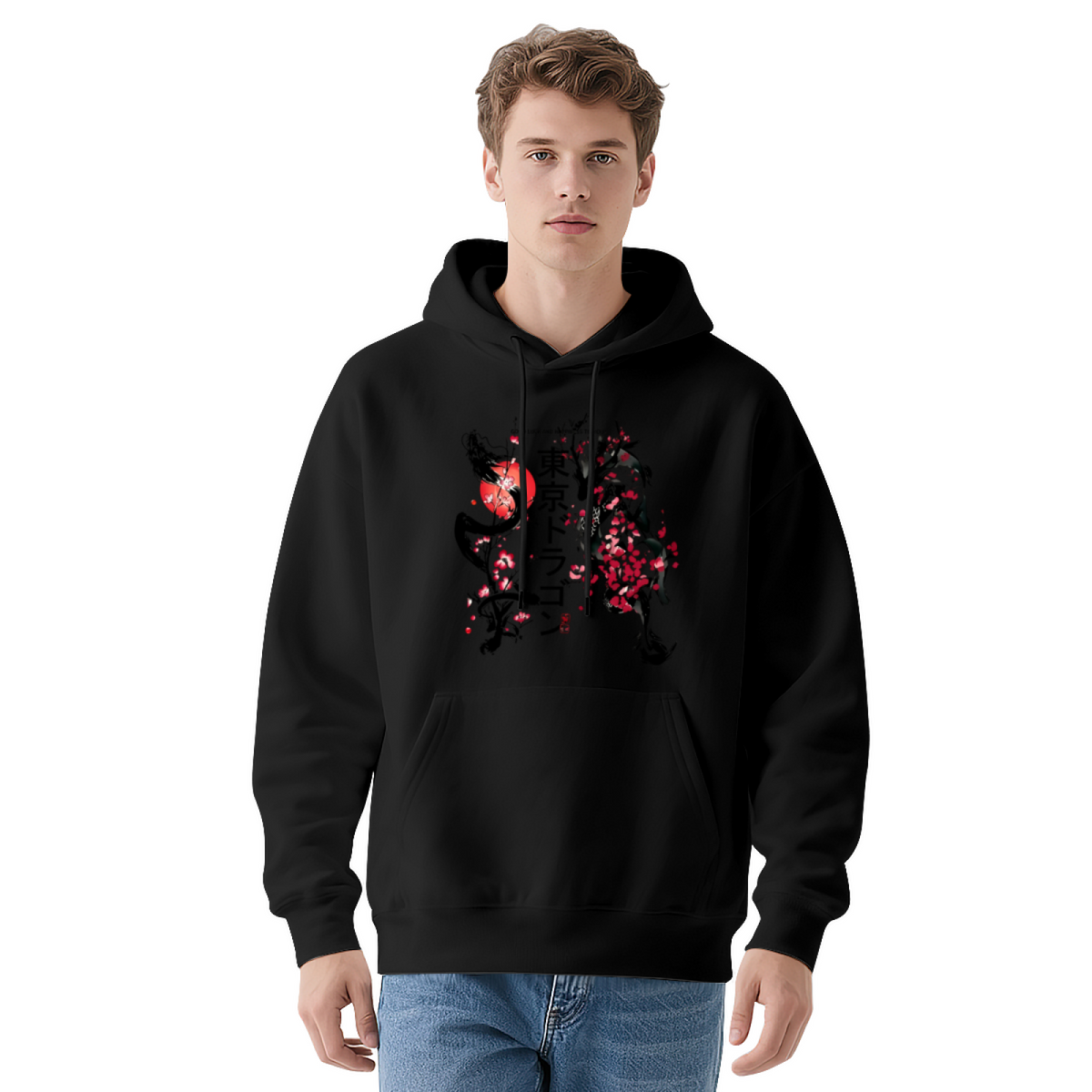 Tokyo Dragon Sakura Japanese Aesthetic Art?Print Fashion Hoodie