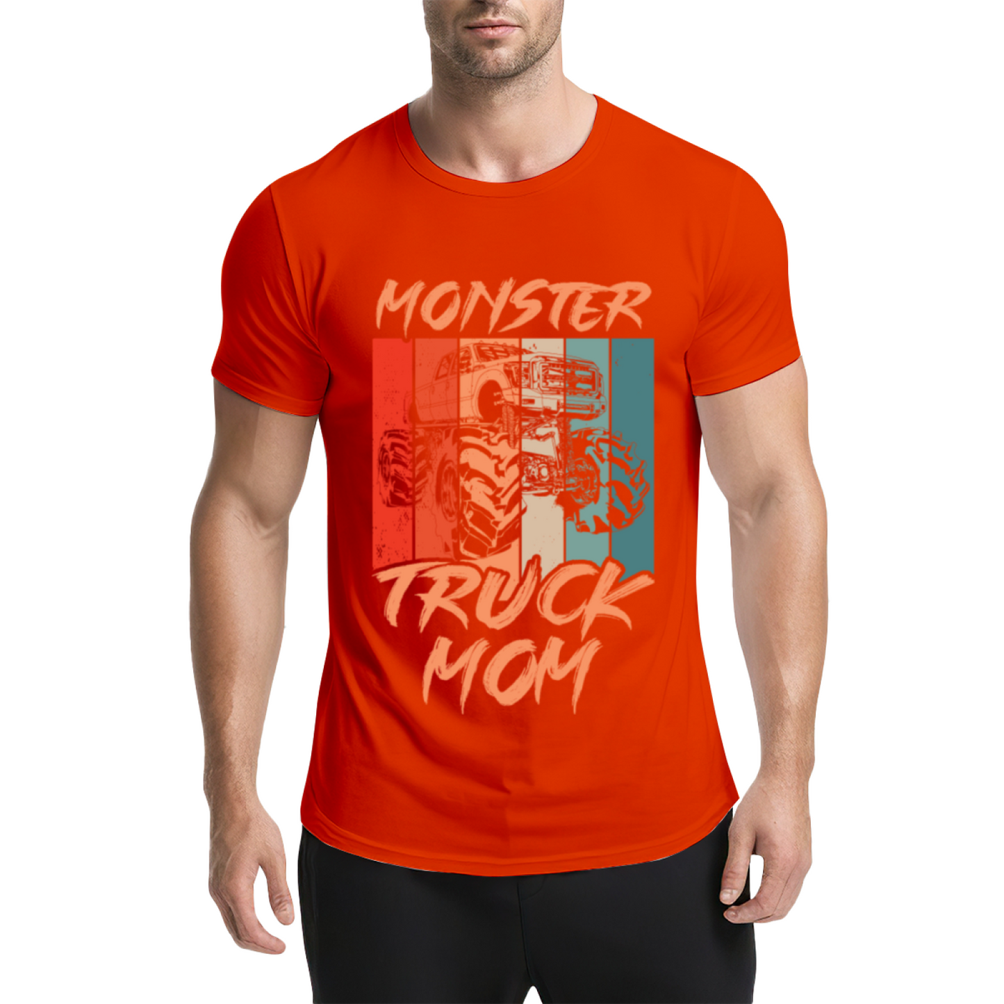 Retro Vintage Monster Truck Mom Orange Graphic T-Shirt