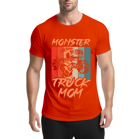 Retro Vintage Monster Truck Mom Orange Graphic T-Shirt