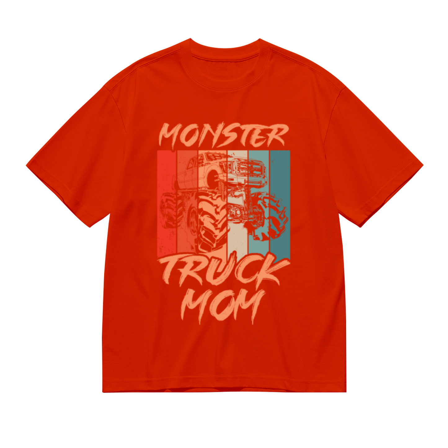 Retro Vintage Monster Truck Mom Orange Graphic T-Shirt