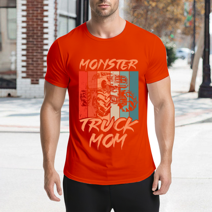 Retro Vintage Monster Truck Mom Orange Graphic T-Shirt