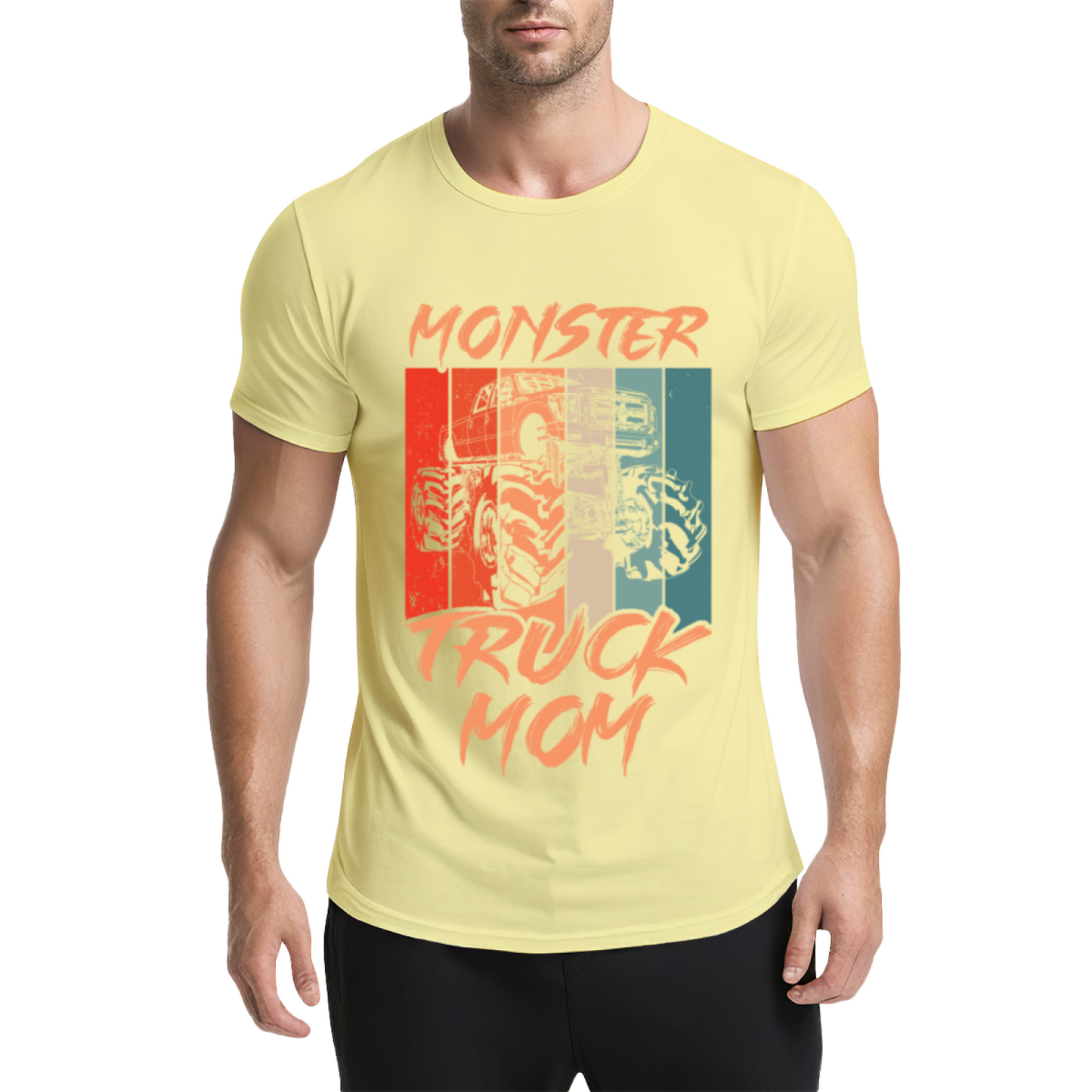 Retro Vintage Monster Truck Mom Orange Graphic T-Shirt