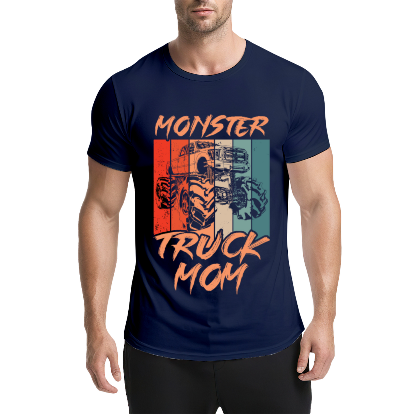 Retro Vintage Monster Truck Mom Orange Graphic T-Shirt