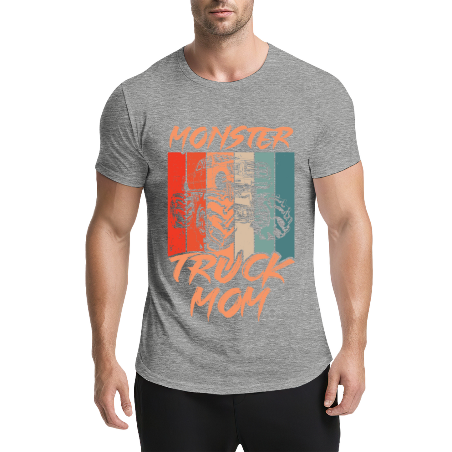 Retro Vintage Monster Truck Mom Orange Graphic T-Shirt