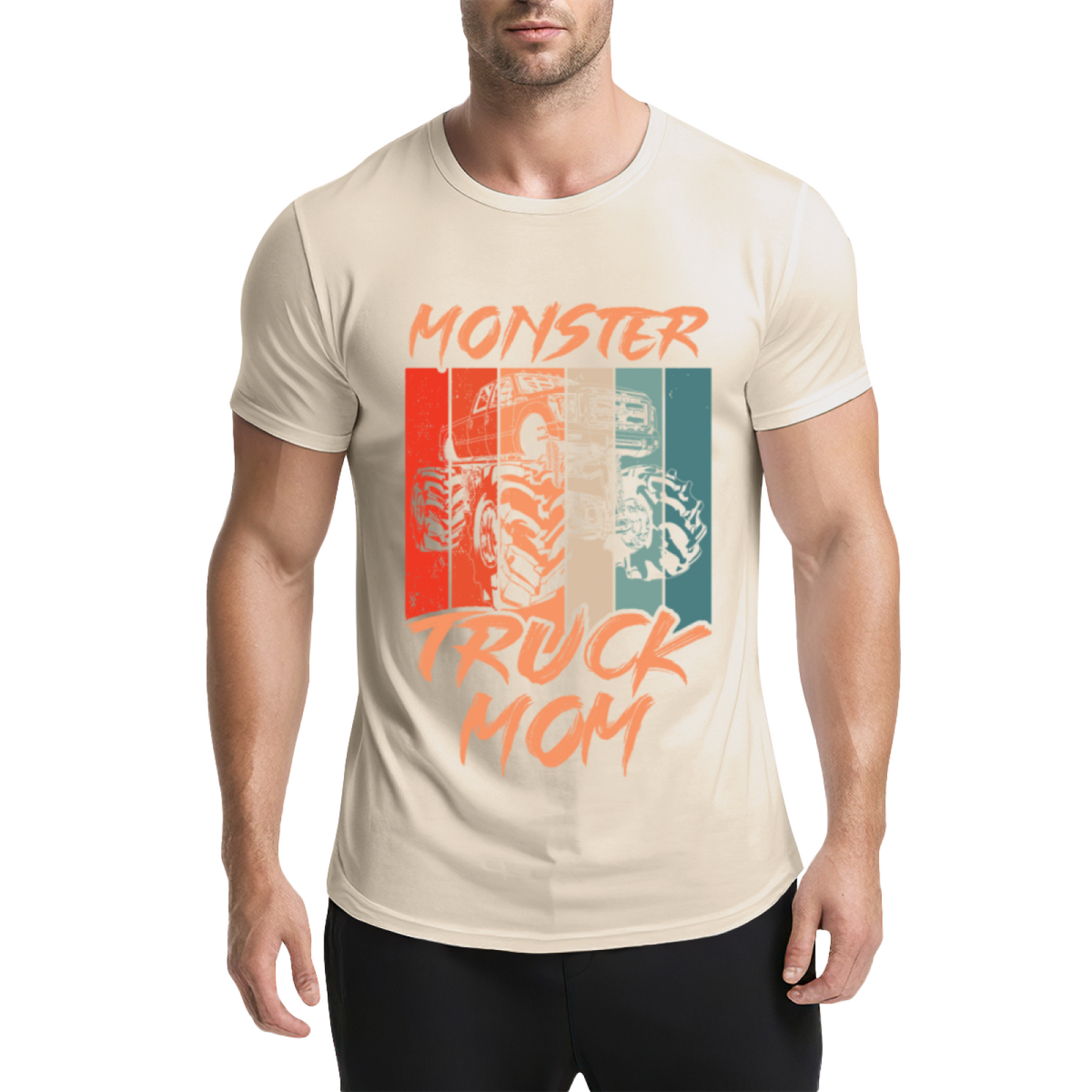 Retro Vintage Monster Truck Mom Orange Graphic T-Shirt