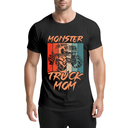 Retro Vintage Monster Truck Mom Orange Graphic T-Shirt