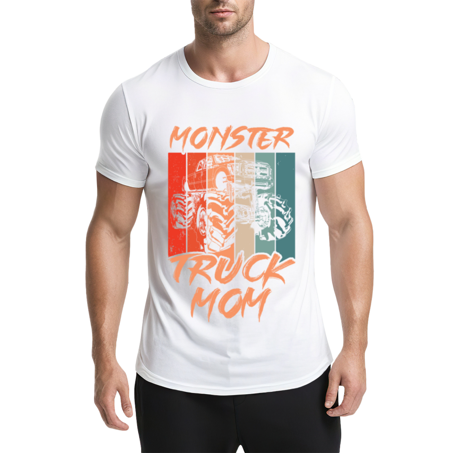 Retro Vintage Monster Truck Mom Orange Graphic T-Shirt