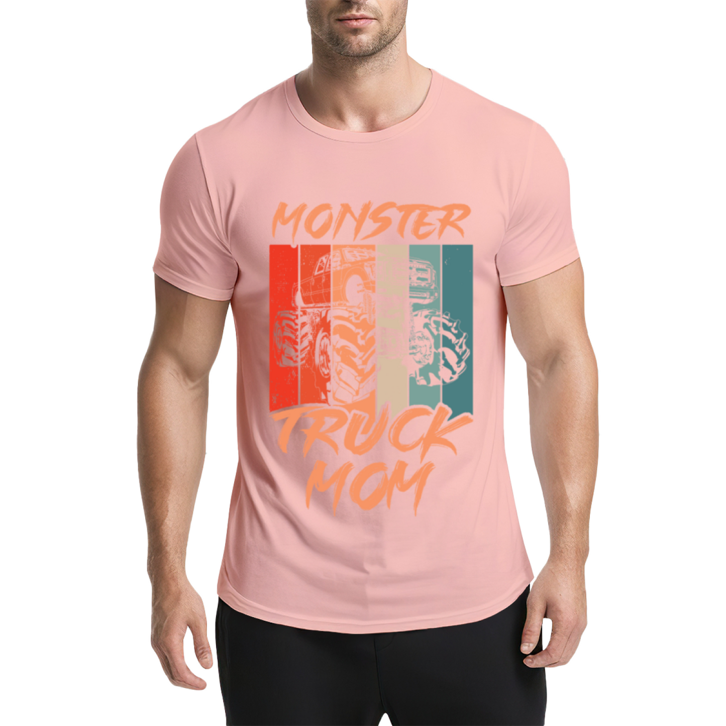 Retro Vintage Monster Truck Mom Orange Graphic T-Shirt