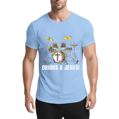 Drums & Jesus Colorful Drum Kit Christian Music Tee