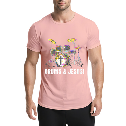 Drums & Jesus Colorful Drum Kit Christian Music Tee