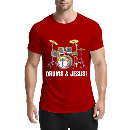 Drums & Jesus Colorful Drum Kit Christian Music Tee