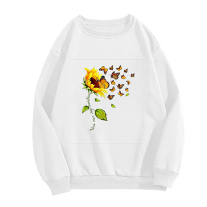 Sunflower And Butterfly You Are My Sunshine Graphic Crewneck Sweatshirt
