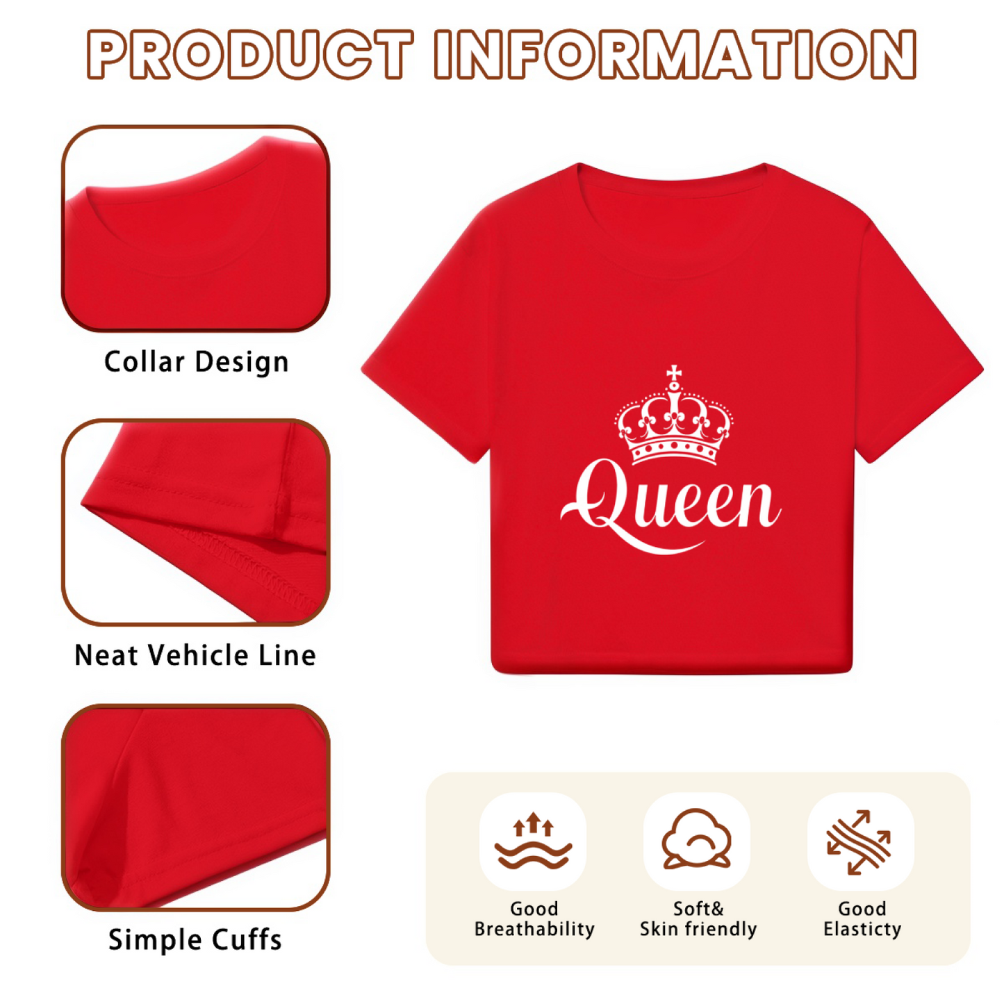 Royal Queen Crown Red Y2K Crop Tee