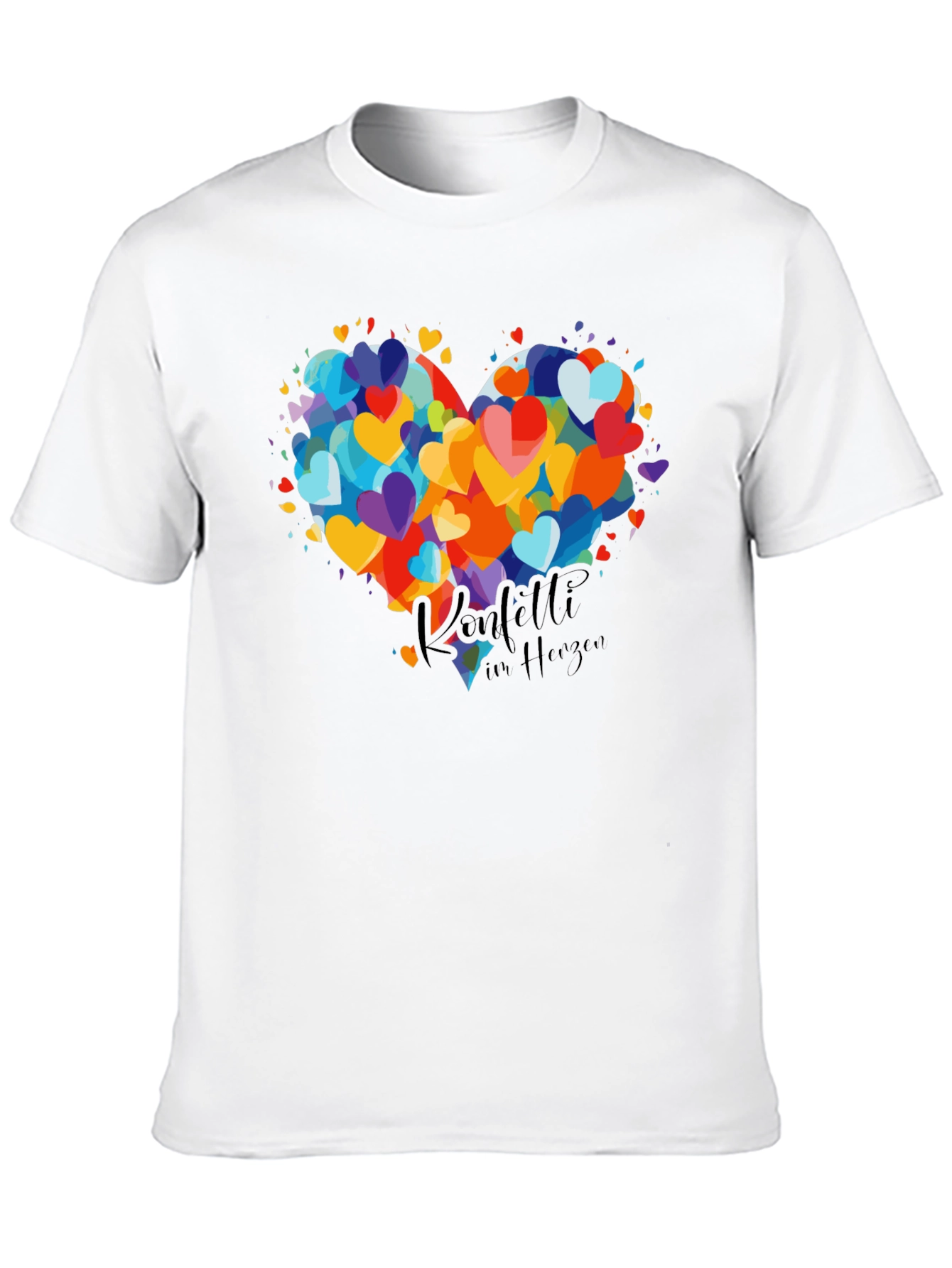 Heart Confetti Graphic Tee - Black Cotton