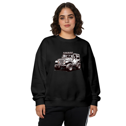 Retro Off?Road Jeep Adventure Graphic Crewneck Sweatshirt