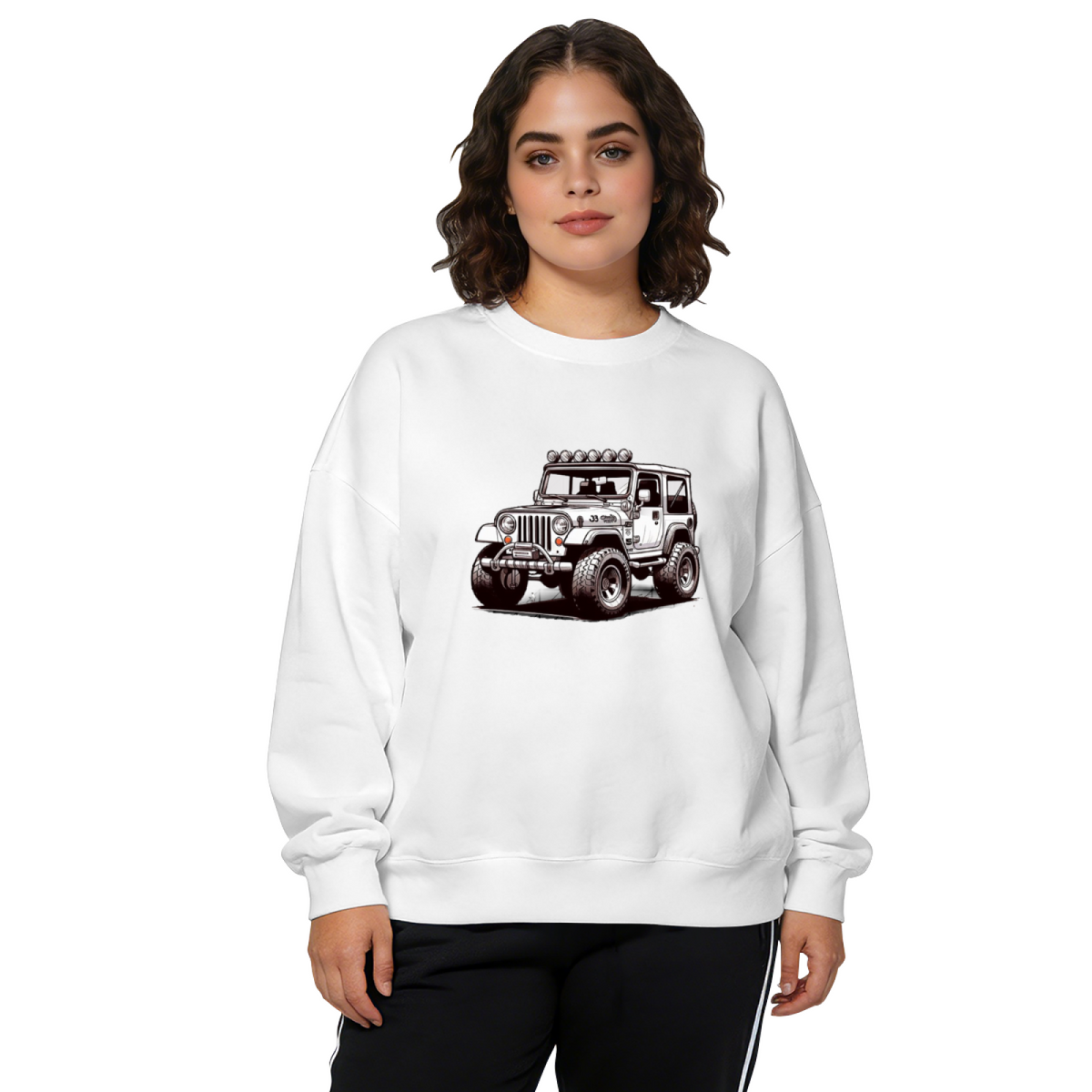 Retro Off?Road Jeep Adventure Graphic Crewneck Sweatshirt