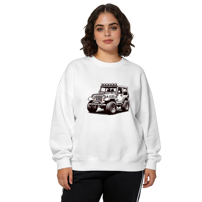 Retro Off?Road Jeep Adventure Graphic Crewneck Sweatshirt