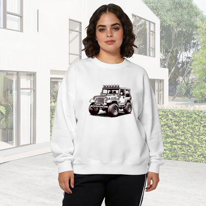 Retro Off?Road Jeep Adventure Graphic Crewneck Sweatshirt
