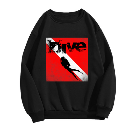 Dive Scuba Diver Flag Vintage Distressed Diving Fan Crewneck Sweatshirt