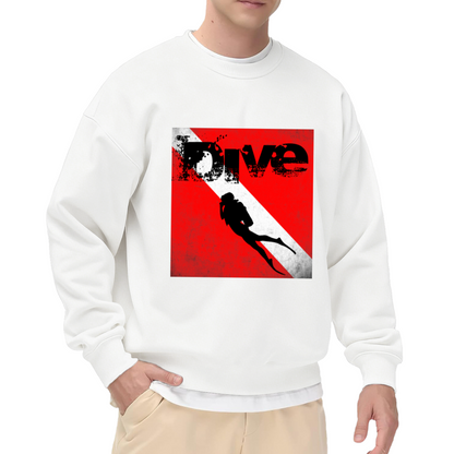 Dive Scuba Diver Flag Vintage Distressed Diving Fan Crewneck Sweatshirt