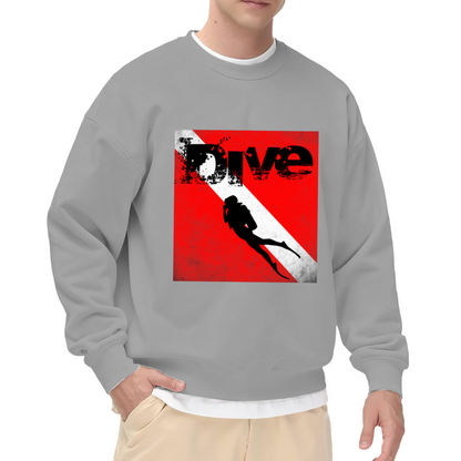 Dive Scuba Diver Flag Vintage Distressed Diving Fan Crewneck Sweatshirt
