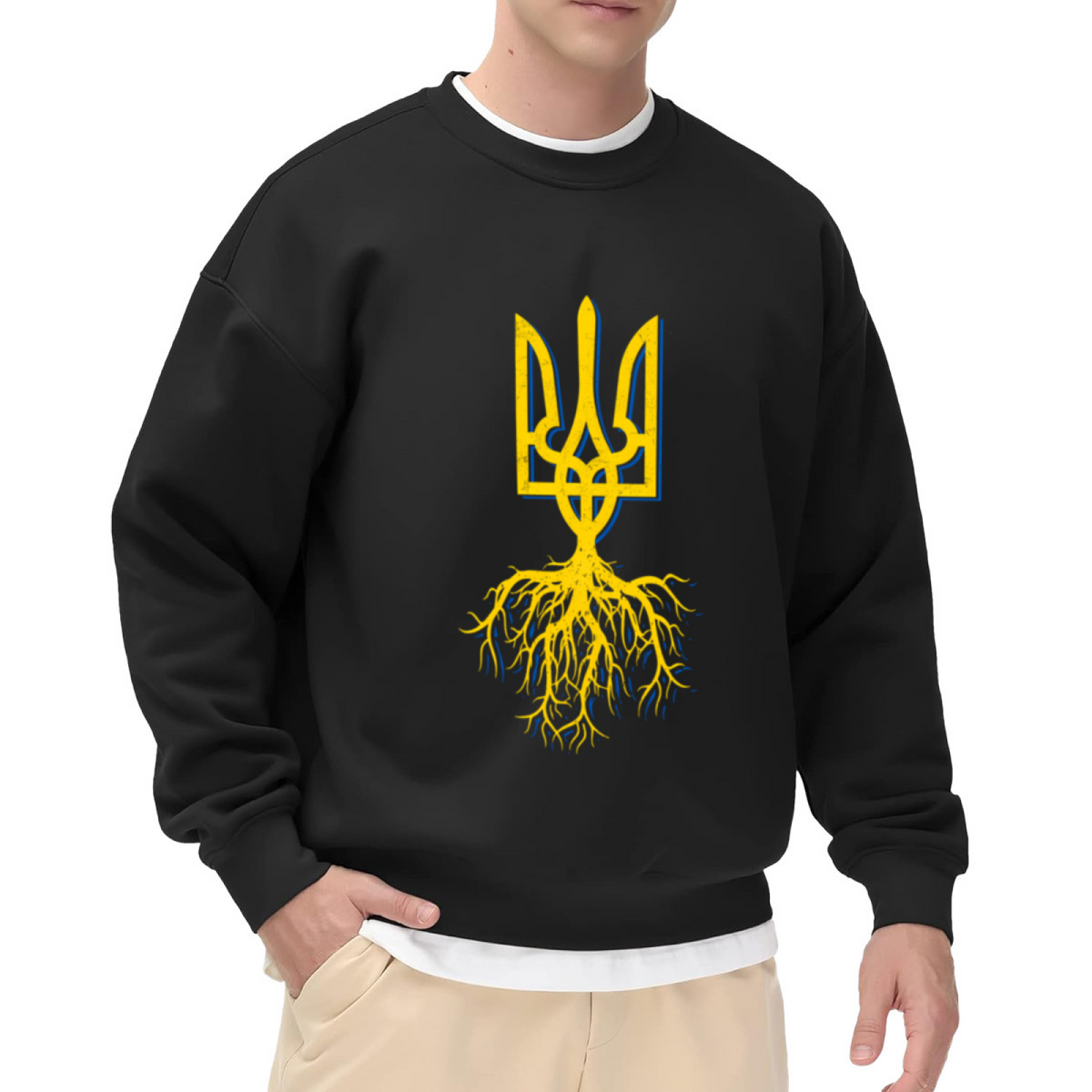 Ukrainian Trident With Root Heritage Symbol Crewneck Sweatshirt