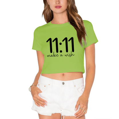 11:11 Make A Wish Manifest Aesthetic Grey Crop Tee