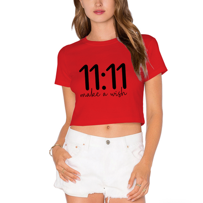 11:11 Make A Wish Manifest Aesthetic Grey Crop Tee