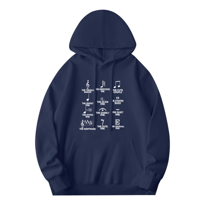 Funny Music Note Meaning Navy Hoodie, Music Lover Comfort Hooded Sweatshirt
