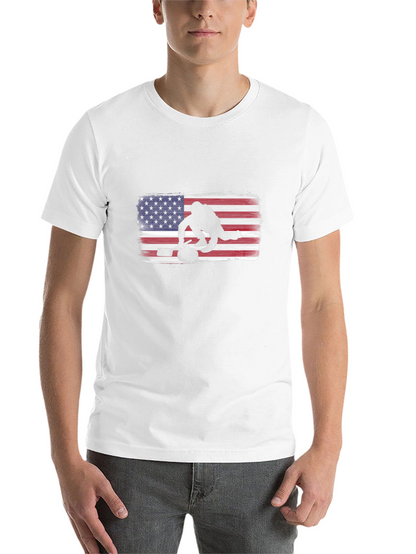 USA Curling Silhouette Tee - Patriotic Sport Shirt