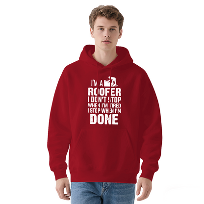 Roofer Worker Slogan Navy Hoodie, Men Durable Comfort Work Hoodie