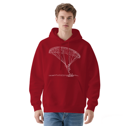 Paragliding Line Art Black Hoodie, Outdoor Sport Lover Ultra Comfort Sweatshirt