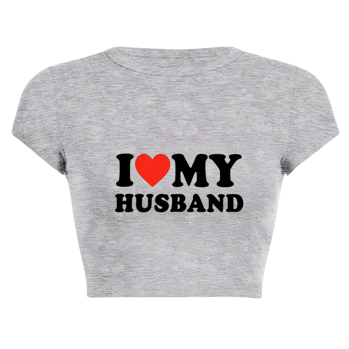 Classic I Love My Husband Heart Grey Casual Crop Top