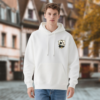 Spade Poker Card Chest Print Cool Casual Hoodie