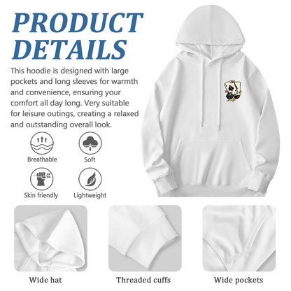 Spade Poker Card Chest Print Cool Casual Hoodie