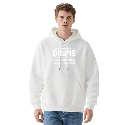 Funny Drummer Quote Graphic Hoodie, Comfort Casual Pullover