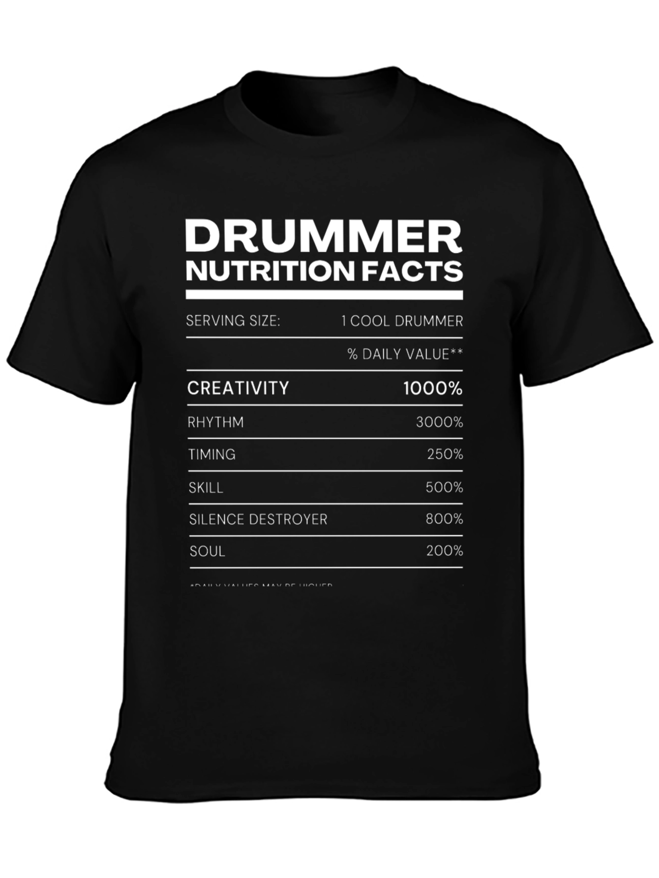 Drummer Nutrition Facts T-Shirt