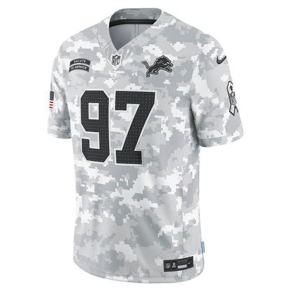 Aidan Hutchinson #97 Detroit Lions Arctic Camo Salute to Service Limited Jersey - National Football League 2024