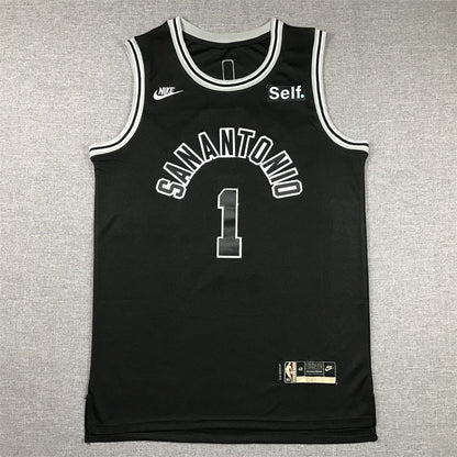 Men's San Antonio Spurs Victor Wembanyama #1 Black 2022/23 Swingman Jerseys - Classic Edition