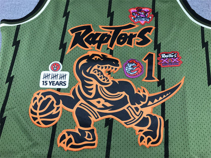 Men's Toronto Raptors Tracy McGrady #1 Army Green 1998-99 Hardwood Classics Swingman Jerseys
