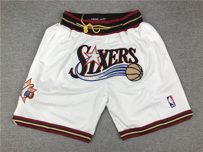 Men's Philadelphia 76ers White 1996-97 Hardwood Classics Basketball Shorts1