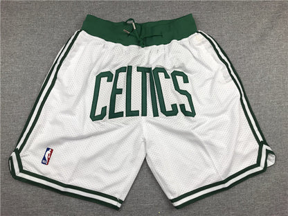 Men's Boston Celtics White Basketball Retro Shorts1