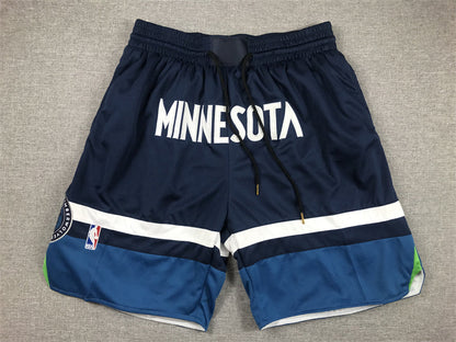 Men's Minnesota Timberwolves Navy Icon Edition Pocket Shorts1