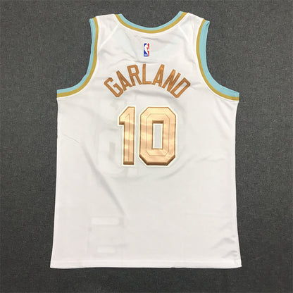 Men's Cleveland Cavaliers Darius Garland #10 White Swingman Jerseys - City Edition