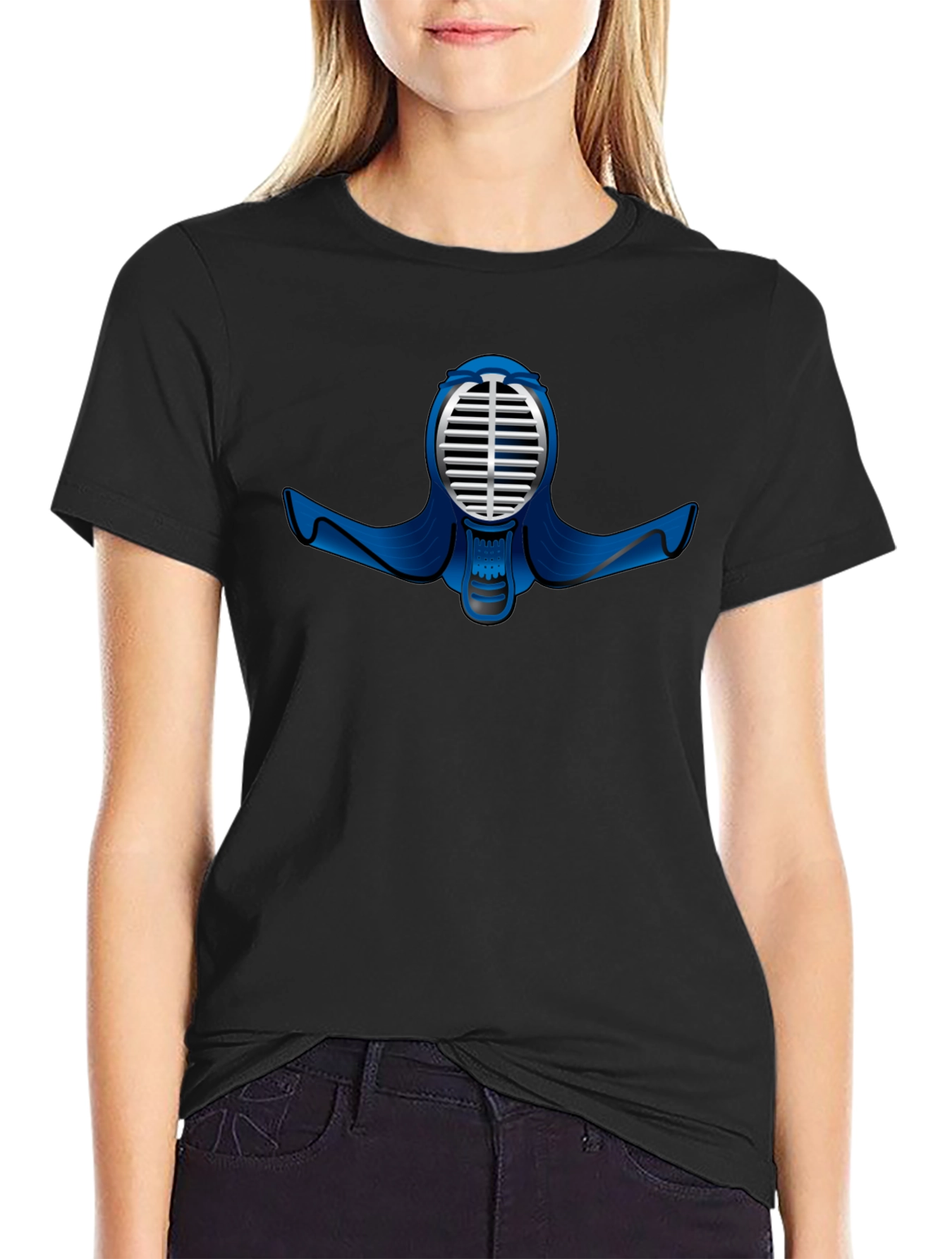Black T-Shirt with Kendo Mask Design