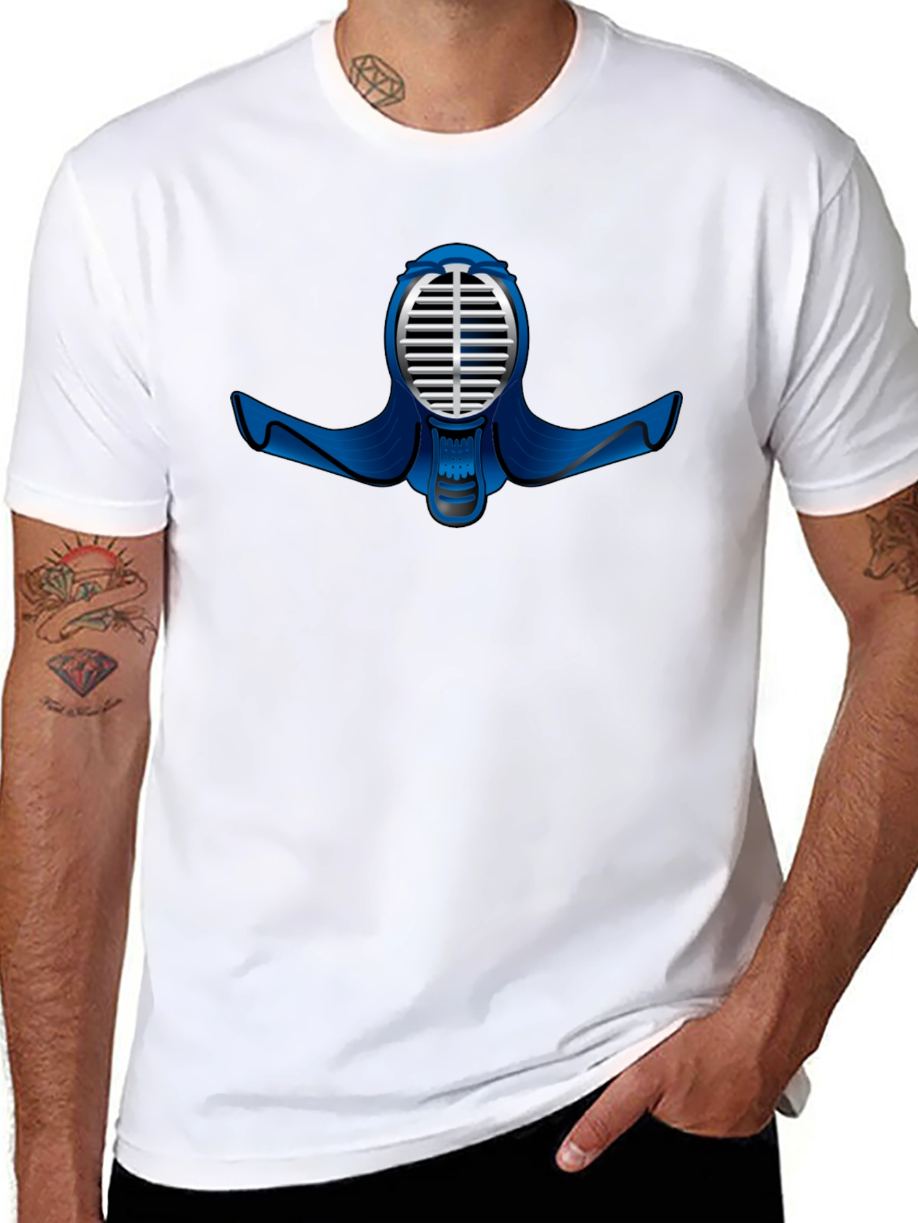 Black T-Shirt with Kendo Mask Design