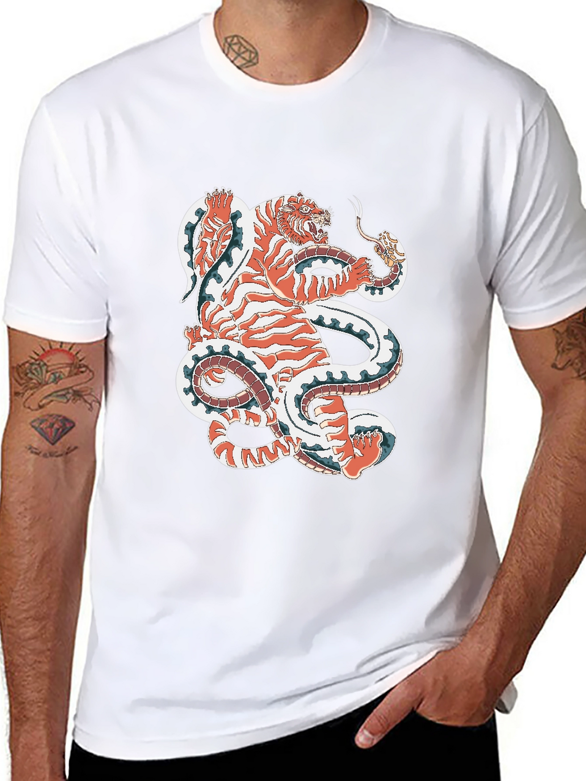 Tiger vs Snake Graphic Tee - Unique Design!
